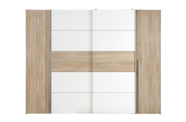 armario cuatro puertas color madera y blanco