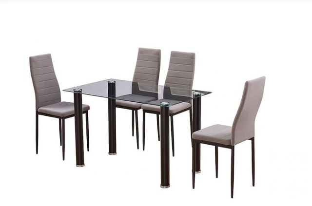 juego de comedor, mesa de cristal con cuatro sillas